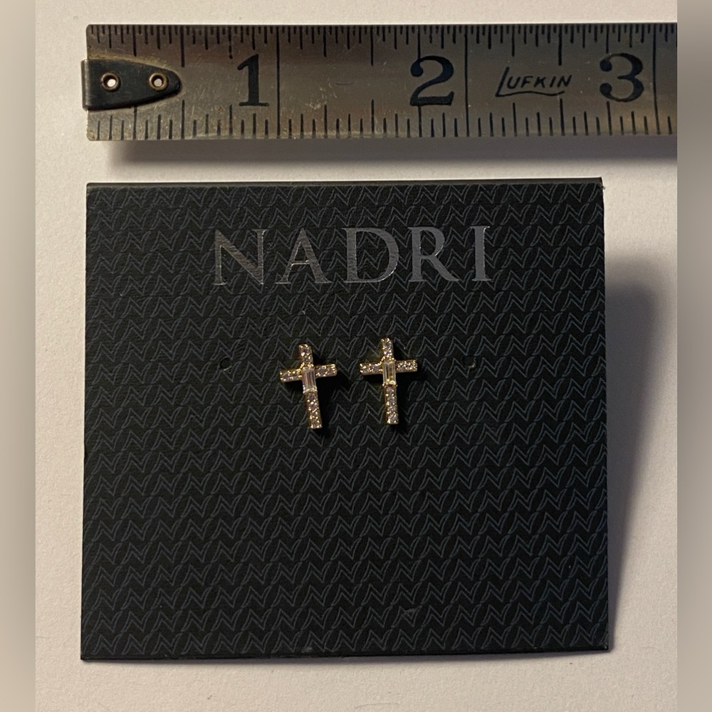 NEW Gold CZ Cross Stud Earrings – Nadri